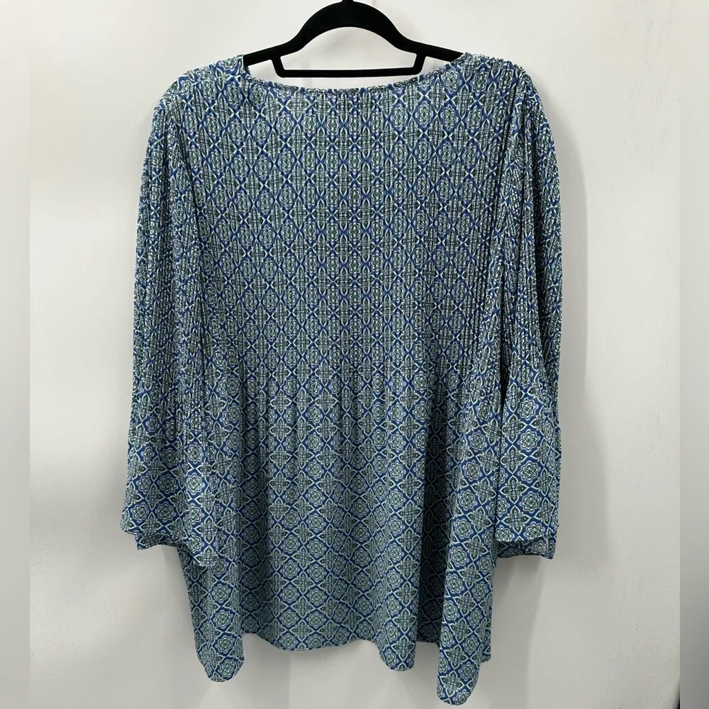 J. Jill Blue Patterned Blouse - Picture 2 of 15